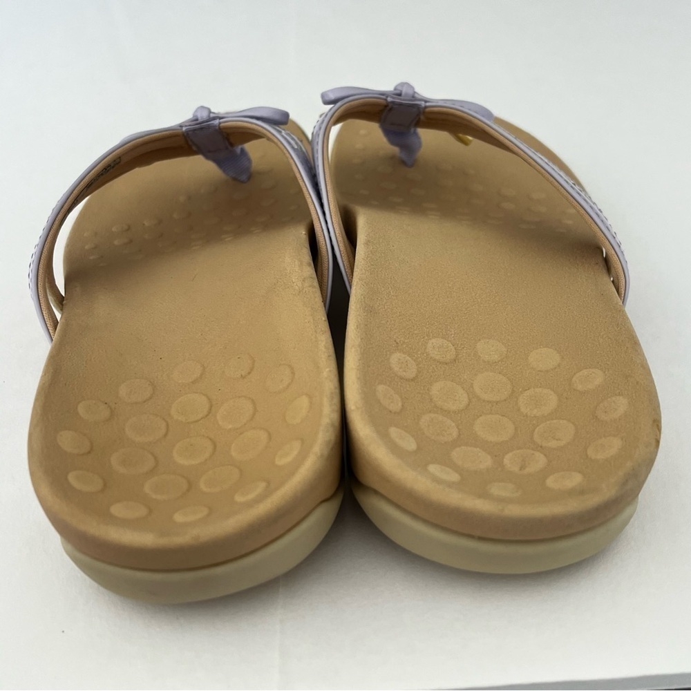 Vionic Bella X Toe Post Sandals Womens 5 Lavender Gold Shoes Bow Cream Sole - Picture 3 of 5